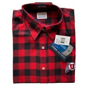 Campus Specialties Utah Utes Flannel Shirt Mens Medium Red Black Buffalo Plaid